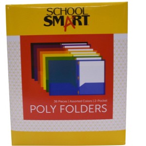 FOLDER SCHOOL SMART TWO-POCKET HEAVYWEIGHT POLY WITH FASTENERS - 1 of 4