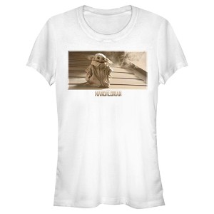 Juniors Womens Star Wars The Mandalorian The Child Ramp Ears Down T-Shirt - 1 of 3