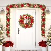 24'' Artificial Pre-Lit Christmas Wreaths with 20 LED Lights & 8 Modes, Pine Needles, Red Berries, Accent Decor for Winter Holiday Home Apartment - 2 of 4