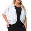Agnes Orinda Women's Plus Size Sheer Ruffle Short Sleeve Open Front Cropped Chiffon Shrug - 2 of 4