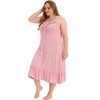 Women's Plus Size Nightgown Ruffle Hem Comfy Adjustable Strap Sleepdress - Agnes Orinda - 3 of 4
