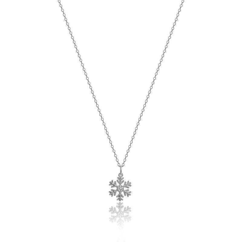 Disney Frozen Womens Snowflake Sterling Silver Pendant Necklace - Frozen Jewelry, 16'', 3 of 5