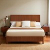 Mshliw Queen Size Wooden Bed Frame with Corrugated Curved Lines, Rustic Farmhouse Design, Heavy Duty Metal Support, No Box Spring Needed - 3 of 4