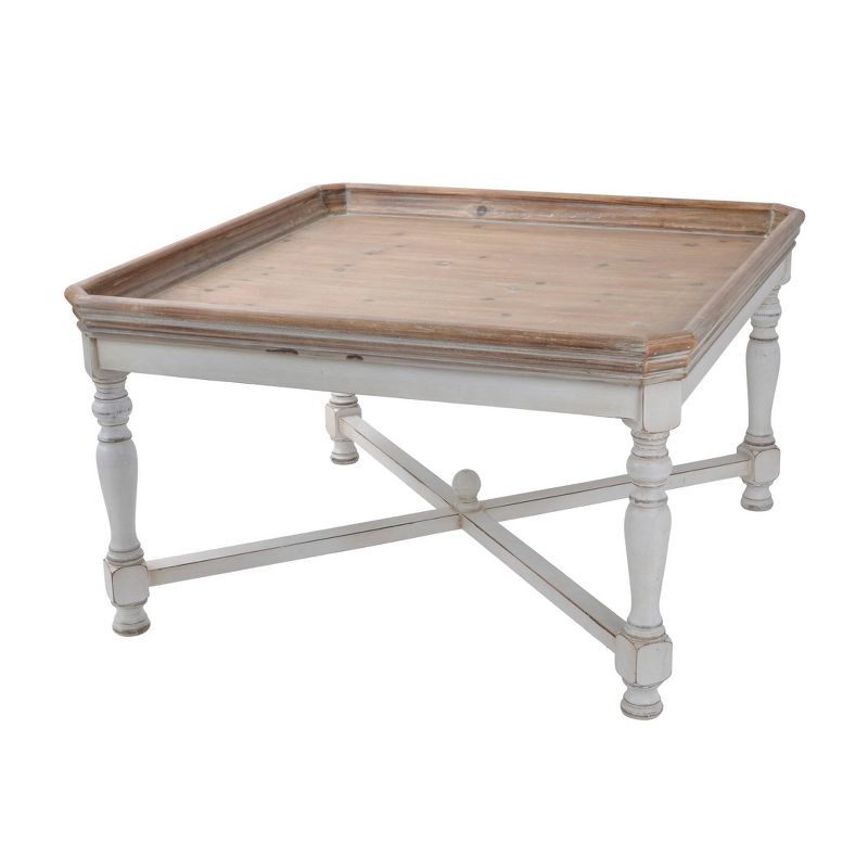 Alcott Square Coffee Table Aged White/Natural - A&#38;B Home, 1 of 6