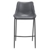 Faux Leather Barstool 43.3" H, Dark Gray and Black Finish With Steel Frame, Set of 2 by Zuo Modern - 4 of 4