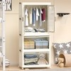 Hrinhom 49.9"H Portable Wardrobe Closet Storage Organizer,Wardrobe Storage Cabinet with 10 pcs hangers - 2 of 4