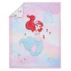 NoJo Disney Ariel Watercolor Wishes Aqua, Pink and White 3 Piece Nursery Crib Bedding Set - Comforter, 100% Cotton Fitted Crib Sheet and Crib Skirt - 2 of 4