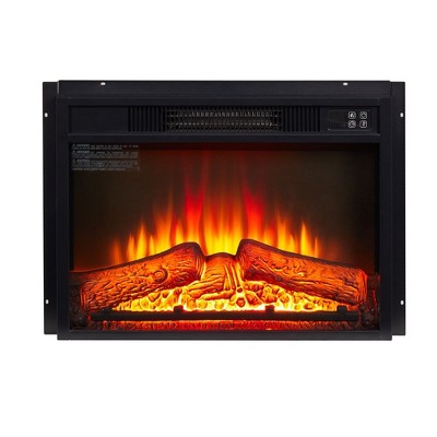 NicBex Wall Mount Electric Fireplace 3D Realistic LED Flames Stove Fireplace with  3 Flame Intensities Adjustable,Overheating Protection,Black