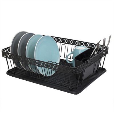 Kitchen Details Chrome 3-Piece Black Set Dish Rack 4029-BLK - The