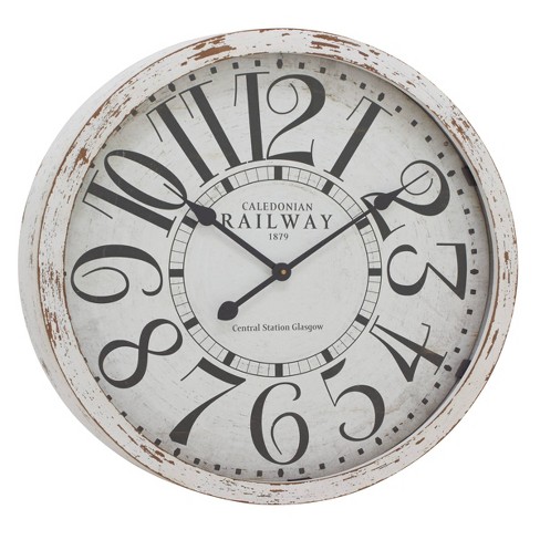 Vintage Large Round Clocks Wall Mountable Distressed Rustic Metal Frame Analogue 