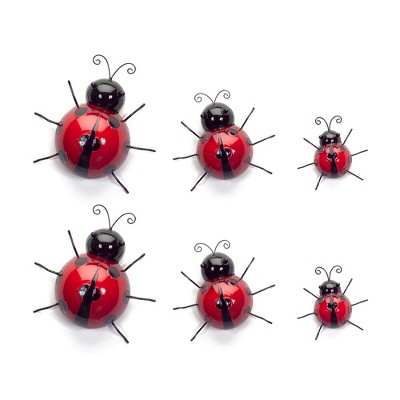 Melrose Metal Lady Bug Garden Decor (Set of 6)