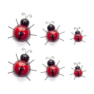 Metal Lady Bug Garden Decor (Set of 6) - 1 of 4