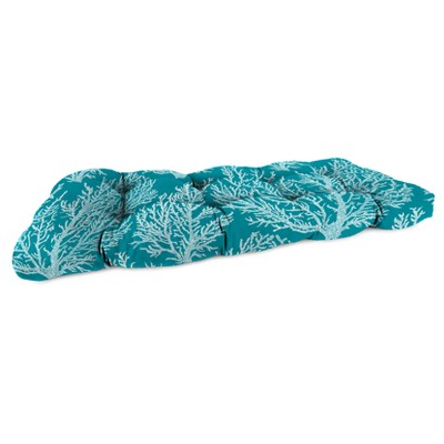 Outdoor Wicker Loveseat Cushion In Seacoral Turquoise  - Jordan Manufacturing