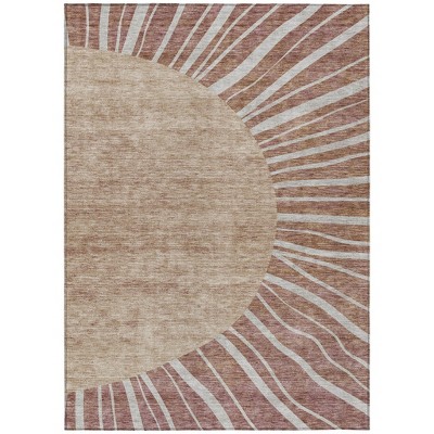 Orange Copper And Terra Cotta Abstract Washable Indoor Outdoor Area Rug