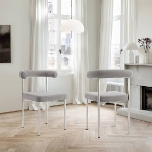Armen Living Set of 2 Shannon Brushed Stainless Steal and Fabric Dining Chairs - 1 of 4