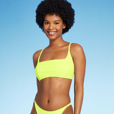 Women's Square Neck Bralette Bikini Top - Wild Fable™ Yellow S : Target