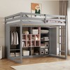 Twin/Full Size Wood Loft Bed with Wardrobe, Colorful Shelves & Cabinet, Reversible Staircase - ModernLuxe - 2 of 4