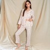 Anna-Kaci Lounge Women's Floral Print Button-Up Long Sleeve Pajama Set with Ruffle Details - 3 of 4