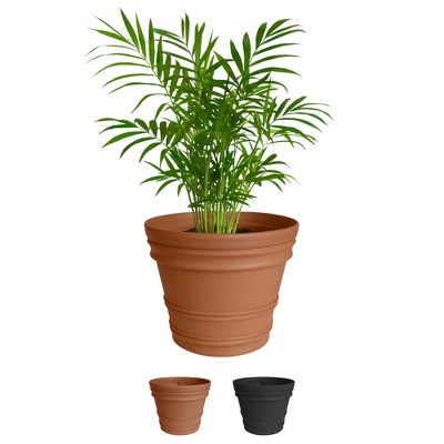 Bloem Rolled Rim Round Resin Planter Pot with Optional Knockout Drainage