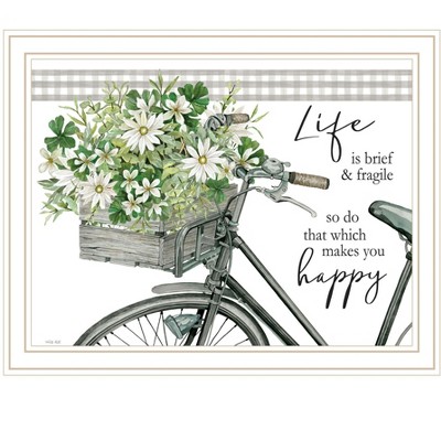 HomeRoots DO THAT WHICH MAKES YOU HAPPY White Framed Print Wall Art