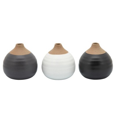 Sagebrook Home Set of 3 Glazed Bud Vases Group of Ceramic Flower Vases Decorative Table
