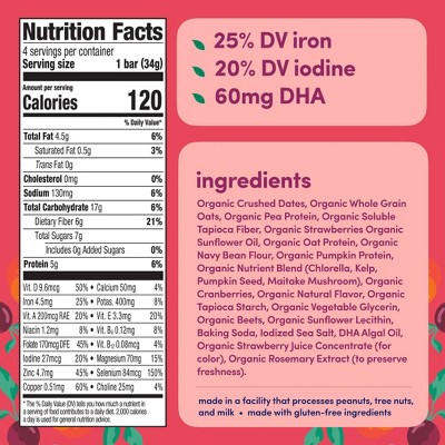 Cerebelly Organic Clever Strawberry Shortcake Snack Bars - 5g Protein - 4.8oz/4ct