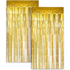 Zink Foil Curtain Backdrop, Tinsel Streamers for Photo Booth, Parties & Weddings - 2 Pack - 1 of 4