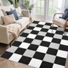 Checkered Plaid Area Rug, Machine Washable & Non-Slip Runner - Soft Low Pile Geometric Carpet for Hallway, Dorm, Apartment - Foldable Modern Rug - 4 of 4