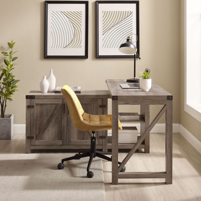 Farmhouse Rustic L Shaped Desk with Storage - Saracina Home, 4 of 19