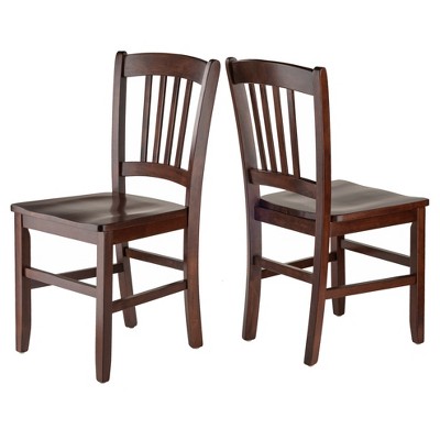 Walnut Slat Back Upholstered Side Chairs, Set of 2