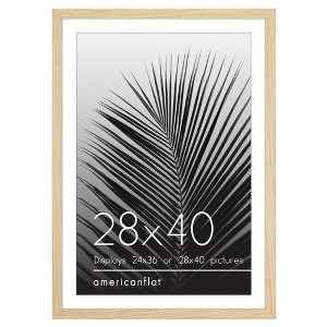Americanflat 28x40 Poster Frame with Polished Plexiglass, Use as 24x36 Frame with Mat or 28x40 Frame Without Mat, Epic Collection, Natural Oak - 1 of 4