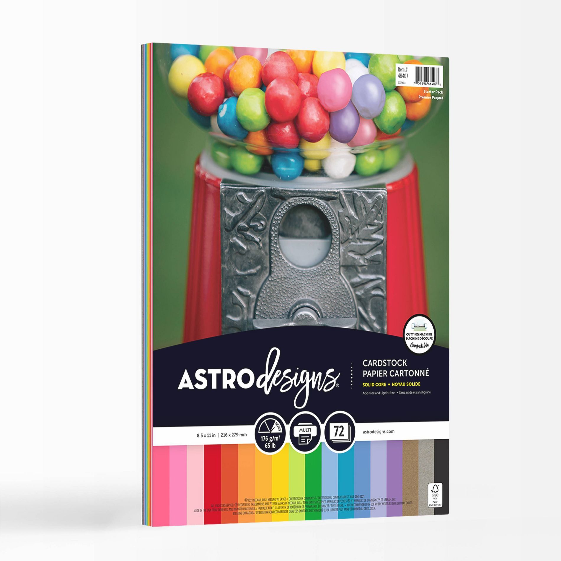8.5"x11" 72-Sheet Cardstock 18 Colors - Astrodesigns: Multicolor Scrapbooking & Craft Paper, Matte Finish, 65 lb
