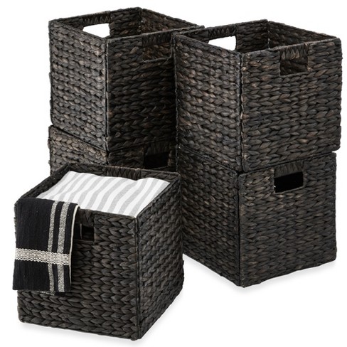 Best Choice Products 13x13in Hyacinth Storage Baskets, Set of 5  Multipurpose Collapsible Organizers - Black