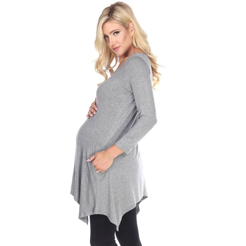 Maternity 3/4 Sleeve Kayla Tunic with Pockets - White Mark, 2 of 4