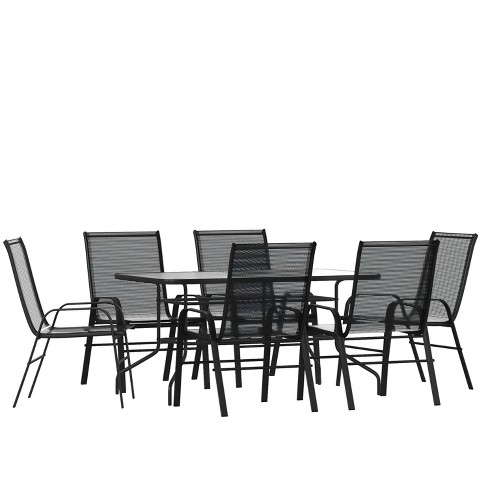 Glass top patio on sale table set