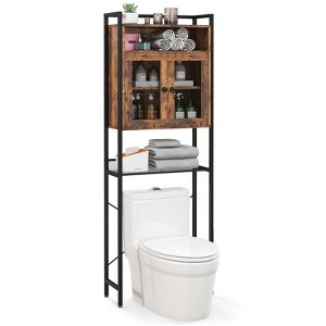 Over-the-toilet Storage Cabinet Bathroom Storage Organizer above Toilet with Heavy-duty Metal Frame & 3-position Adjustable Shelf 2-door Freestanding - 1 of 4