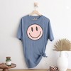 Simply Sage Market Women's Pink Smiley Face Grunge Short Sleeve Garment Dyed Tee - 3 of 3
