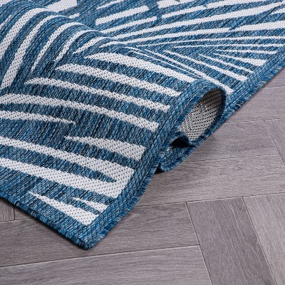 Navy Floral Synthetic Flat Woven Rectangular Rug 2'x3'