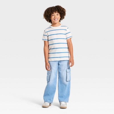 Детские Cat & Jack Boys' Short Sleeve Striped T-Shirt - Cat & Jack™ Cream XL — фото 3