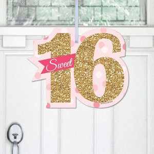 Big Dot of Happiness Sweet 16 - Hanging Porch 16th Birthday Party Outdoor Decorations - Front Door Decor - 1 Piece Sign - 1 of 4