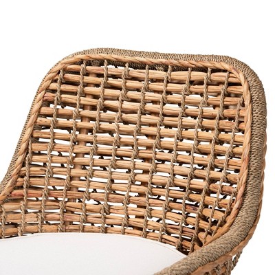 Kyle Natural Rattan and Cane Dining Side Chair with Cushion