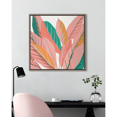 Modern Botanical Canvas Art with Polystyrene Frame