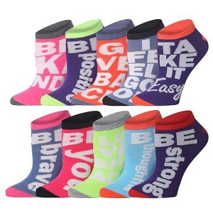 Tipi Toe Womens 10 Pairs Inspiring Positivity Palette Pattern & Mix Colors For Vibrant Style Low Cut/No Show Socks - 1 of 4