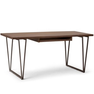 66" Travis Solid Wood Desk with Keyboard Tray, Metal Base - WyndenHall - 1 of 4