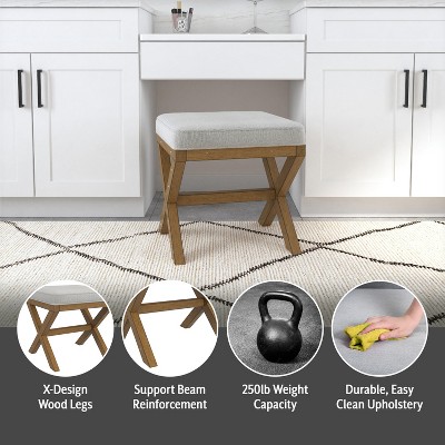 Hillsdale Furniture 18.5" Somerset Backless Wood Vanity Stool Fog: Padded Ottoman Bench, Polyester Upholstery