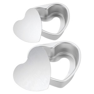 Unique Bargains Aluminum Alloy Removable Bottom Nonstick Heart Shape Novelty Cake Pans 1 Set - 1 of 4