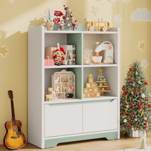 Bookshelf and Toy Organizer, Kids Book Shelf for Kid Rooms with Door, Cubes Storage Organizer,Wood Children Bookcase - 1 of 4