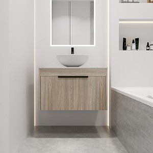 30" Bathroom Vanity Cabinet with Sink Top Set 2 Soft Closing Doors Ceramic Sink Basin Wall Mounted Cabinet - 1 of 4