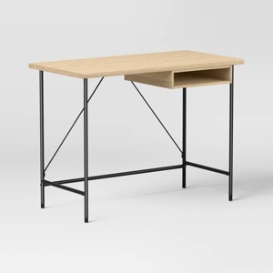 Wood and Metal Writing Desk with Storage - Room Essentials - 1 of 4