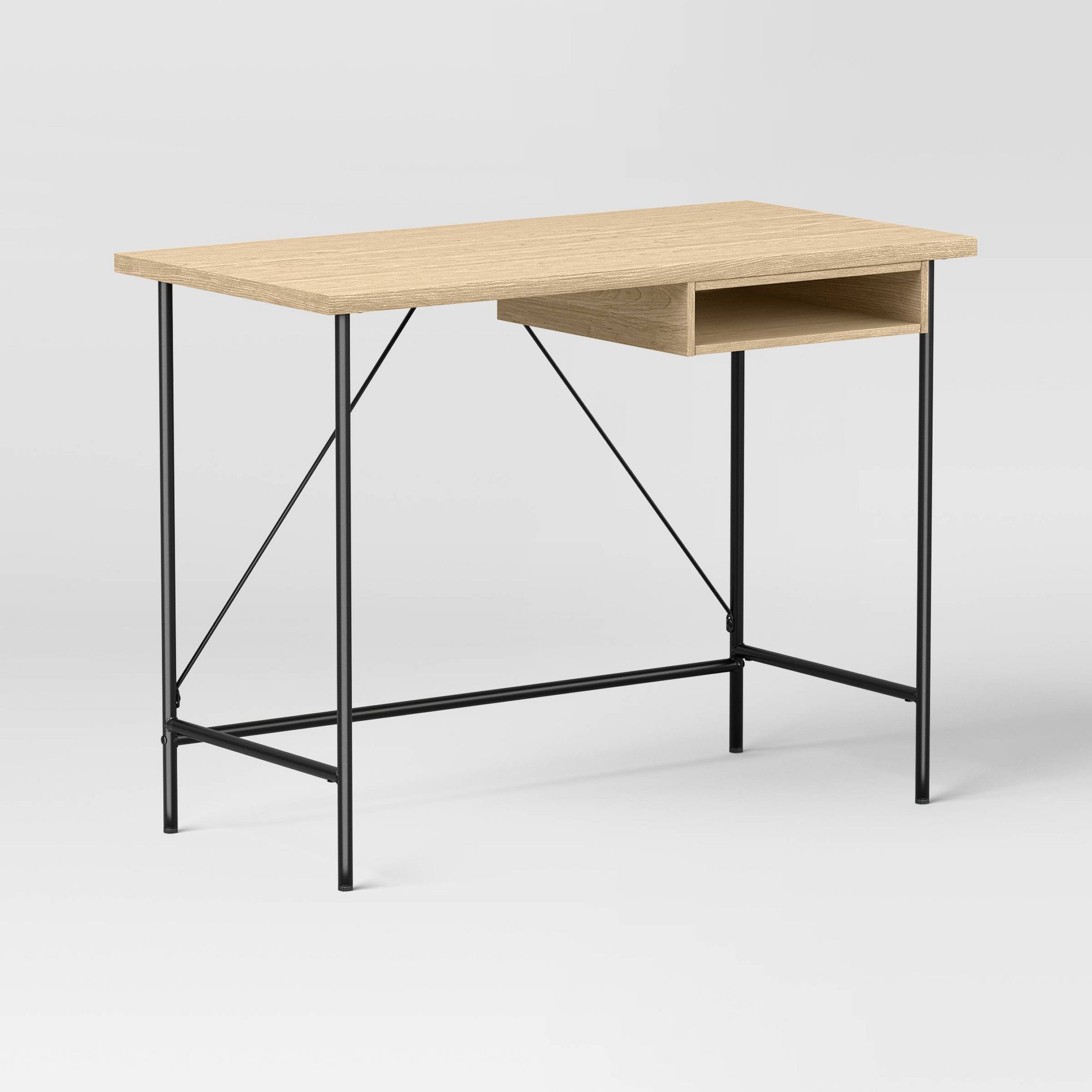 Wood and Metal Writing Desk with Storage Natural - Room Essentials™
